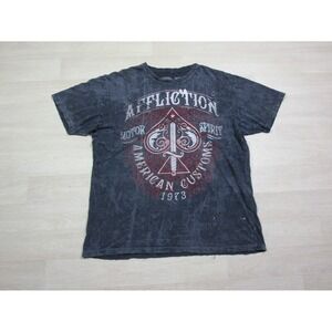 Affliction AOP American Customs Men's 2XL Distressed Cross Biker VTG Wings Shirt